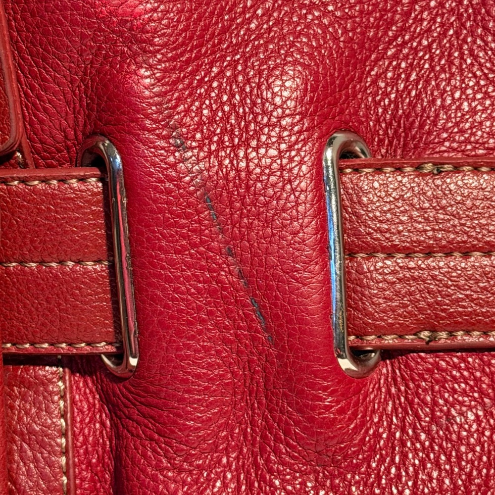 Elegant Red Leather Tote Bag Vintage Fossil - Picture 3 of 3